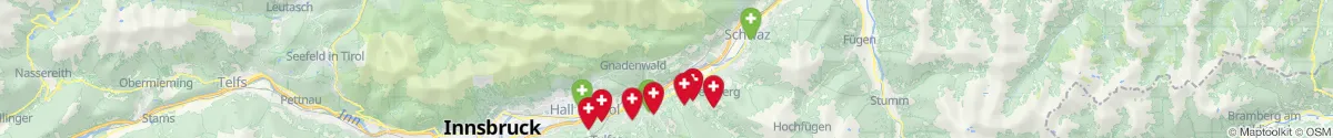 Kartenansicht für Apotheken-Notdienste in der Nähe von Fritzens (Innsbruck  (Land), Tirol)